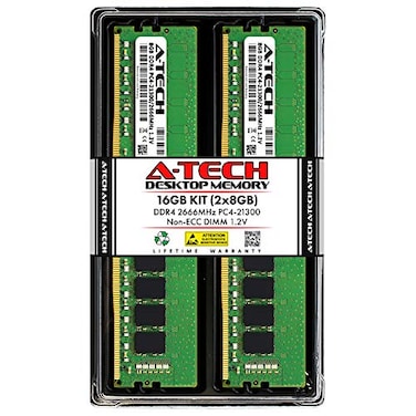 A-Tech ATech 16GB 2x8GB DDR4 2666 MHz UDIMM PC421300 PC42666V CL19 DIMM NonECC Desktop RAM Memory Modules