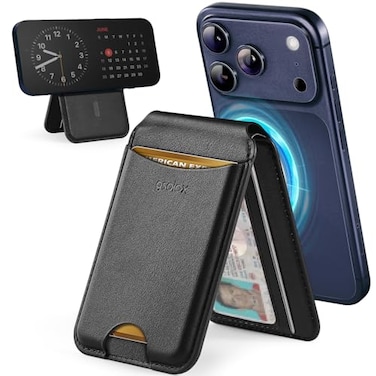 GSOIAX for MagSafe Wallet Magnetic Wallet for Phone with Adjustable Stand Lightweight Leather Magnetic Card Holder for iPhone 171615141312 Series Not for iPhone 1312 Mini Black