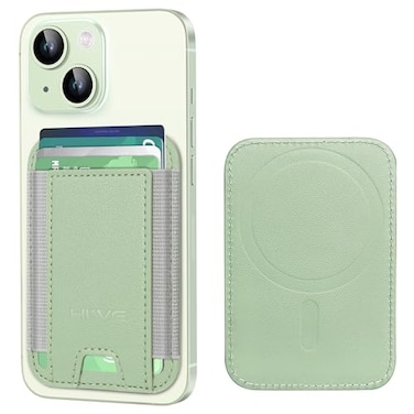 HiWe for MagSafe Wallet 7 Cards Holder with RFID Blocking Stronger Magnetic Wallet for iPhone 171615141312 Series Vegan Leather Minimalist Slim 1 Slot Lemon Yellow Grey