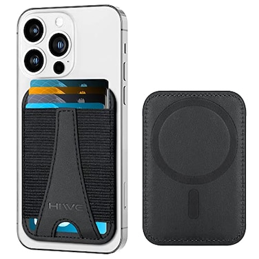 HiWe For Magsafe Wallet EiffelTower Magnetic Card Wallet Holder for iPhone 1615141312 Series Leather Wallet Fit 6 Cards Slim RFID Blocking Black