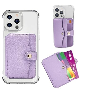 M-Plateau MPlateau Card Holder Phone Wallet Stick on With Slim 3M Sticker Match iPhone 14 Pro Case And Most Smartphones Lavender
