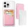 Senose Phone Wallet Stick on 2 Pack Phone Card Holder for Phone Case Leather Credit Card Sticky Wallet 3 Pockets Back of phone Compatible for iPhone Android SamsungWhite Pink