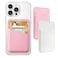 Senose Phone Wallet Stick on 2 Pack Phone Card Holder for Phone Case Leather Credit Card Sticky Wallet 3 Pockets Back of phone Compatible for iPhone Android SamsungWhite Pink