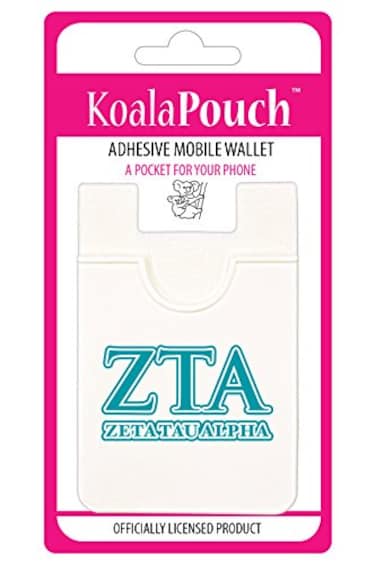 Sorority Shop Zeta Tau Alpha Koala Pouch Adhesive Cell Phone Wallet with ZTA Greek Letter Design