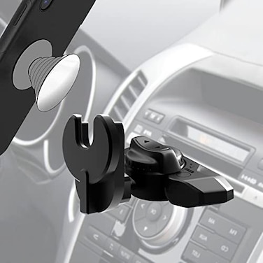 JCTRIWAY CD Slot Car Grips Phone HolderCD Slot Phone Holder for GripSocketCar Mount for Pop Socket Compatible with Magsafe Wallet Black