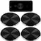 SALEX Metal Plates Replacement Set 4 Pack for Magnetic Car Mount Kit of 4 Black Round Discs Without Holes for Case Back Phone Magnets Strong 3M Adhesive Backing Circular Cell Phone Holder Stickers