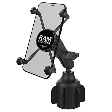 RAM MOUNTS XGrip Large Phone Mount with Cup Holder Base Stubby Car Cup Holder Mount for Truck Vehicle B Size 1 Ball RAPB2994UN10U