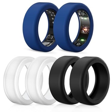 Polyjoy 6 Pack Rings Protector Compatible with Oura Ring Gen 4Oura Gen 3Ultrahuman Ring Cover Silicone Rings Cover Working Out Accessories Men Women2Black2Clear2BlueS for 5 6 7 8 9 10