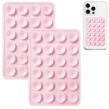 AZXYI Anteel 2 Pack Silicone Suction Phone Case Mount Silicon Adhesive Suction Cup Phone Mount Non Slip Sticky Phone Grip for Cellphone Strong Grip Holder for Selfies and Videos Light Pink