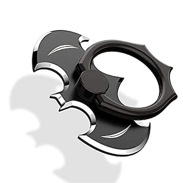 NILSTOREY Cell Phone Ring Holder Bat 360 Rotation Ring Stand Holder Metal Finger Grip Kickstand for iPhone Samsung Smartphones and iPads Black
