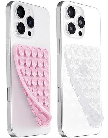 JingJinYY Anteel 2 Pack Double Sided Silicone Suction Cup Phone Case Mount HandsFree Strong Grip Silicon Phone Holder for Selfies and Videos Non Slip Phone Accessories LightPinkTranslucent