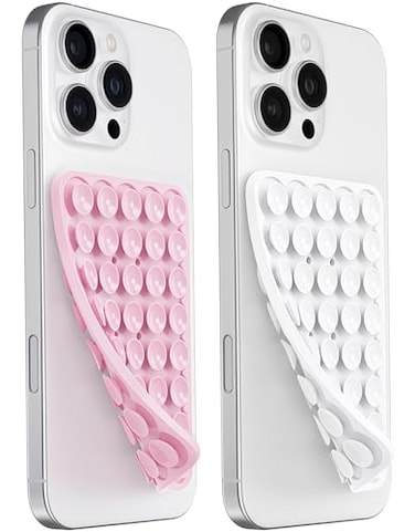 JingJinYY Anteel 2 Pack Double Sided Silicone Suction Cup Phone Case Mount HandsFree Strong Grip Silicon Phone Holder for Selfies and Videos Non Slip Phone Accessories LightPinkWhite