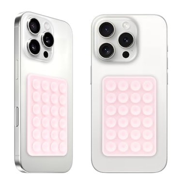 QxbBox 2Pack Silicone Suction Phone Case Mount Suction Cup with Strong Suction Power HandsFree Phone Accessories Holder Silicon Adhesive Phone Stand Sticky for Cell Phone Light Pink