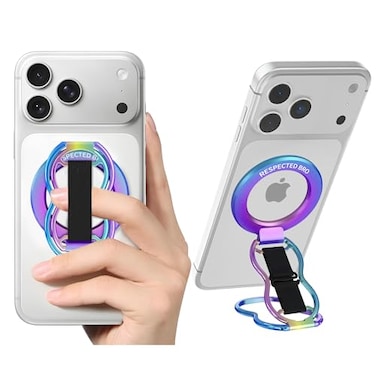 RESPECTED BRO RESPECTEDBROMagneticPhoneGripStandwithFingerStrap 4in1 Magnetic Ring Holder Kickstand and Elastic Strap for Phones Universal Fit for iPhone 171615141312 Android and Cases Colorful