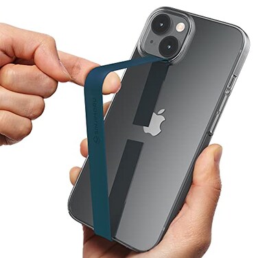 Sinjimoru Stretchable Silicone Phone Strap Flexible and Elastic Grip Holder for iPhone Android Secure Phone Loops Finger Grip with Wireless Charging Support Sinji Loop Blue