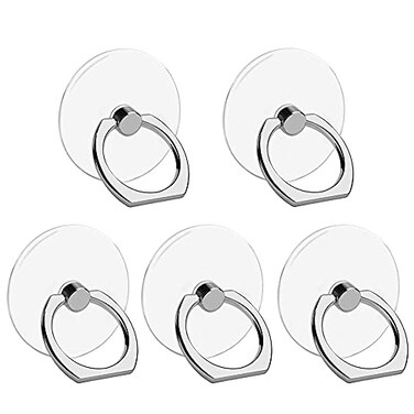 Darglino VOVIGGOL Cell Phone Ring Holder Stand 5 Pack Transparent Phone Ring Holder Finger Kickstand 360 Degree Rotation Clear Phone Ring Grip Compatible iPhone Cellphone Phone Case Round