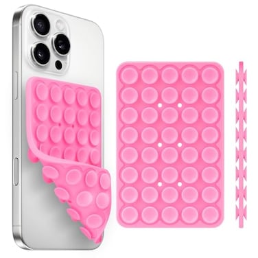 Yojaro Silicone Suction Cup Phone Case Mount Double Sided Phone Accessories HandsFree Strong Grip Holder for Selfies and Videos Silicon Phone Stand for iPhone and Android Pink