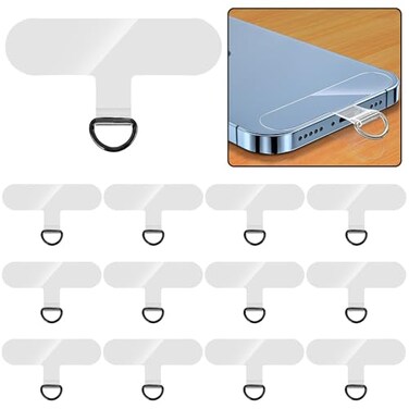LonlyEagle 12 Pieces Tether Tab Universal Lanyard Patch Without Adhesive Phone Lanyard Replacement Part for Cell Strap