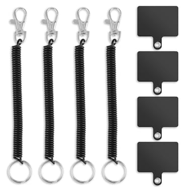 Bremorou 4Pack Phone Lanyard Tethers With Patch Retractable Phone Clip Leash for Outdoor Activities