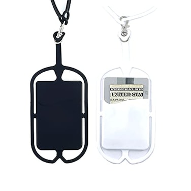 CalorMixs Silicone Phone Card Holder Sleeves with Wrist StrapStretchy Credit Phone Case HolderUniversal Cell Phone Pocket Neck Lanyard for Phone Android Smartphone BlackWhite