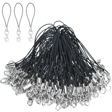 Evnlo 100Pcs Phone Charms Strap with Lobster ClaspLanyard Strap Cell Phone Charm for Keychain Clasps USB Drive DIY Jewelry Mobile Accessories Charms