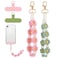Jspupifip 2 PCS Boho Macrame Phone Wrist Strap Cute Cell Phone Lanyard with Tether Tab Floral Smartphone Wristlet Bracelet Keychain Anti Theft Strap for Women Pink and Green