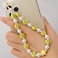 LUSTEMBER Cute Beaded Phone Charm Smiley Face Wrist Strap Colorful Handmade Polymer Clay and Pearl Chain