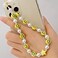 LUSTEMBER Cute Beaded Phone Charm Smiley Face Wrist Strap Colorful Handmade Polymer Clay and Pearl Chain