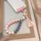 Nalefow Phone Lanyard Silicone Beaded Phone Wrist Strap Cute Elastic Cell Phone Wristlet Chain Bracelet with 2 Tether Tab Colorful Pink