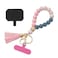 Nalefow Phone Lanyard Silicone Beaded Phone Wrist Strap Cute Elastic Cell Phone Wristlet Chain Bracelet with 2 Tether Tab Colorful Pink