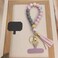 Nalefow Phone Lanyard Silicone Beaded Phone Wrist Strap Cute Elastic Cell Phone Wristlet Chain Bracelet with 2 Tether Tab Colorful Purple