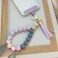 Nalefow Phone Lanyard Silicone Beaded Phone Wrist Strap Cute Elastic Cell Phone Wristlet Chain Bracelet with 2 Tether Tab Colorful Purple