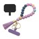 Nalefow Phone Lanyard Silicone Beaded Phone Wrist Strap Cute Elastic Cell Phone Wristlet Chain Bracelet with 2 Tether Tab Colorful Purple