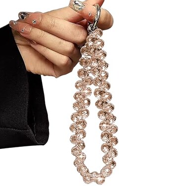 TENOC Beaded Phone Wrist Strap Cellphone Lanyard Chain Sparkling Wristlet Bracelet for Women Gold