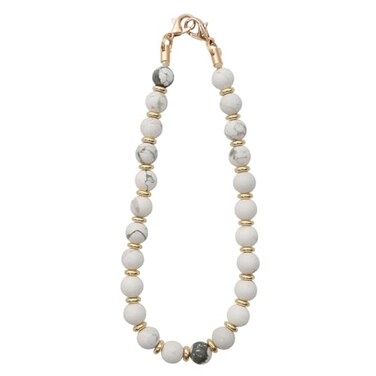 TENOC Marble Beaded Phone Wrist Strap Cellphone Lanyard with Tether Tab HandsFree Phone Chain Wristlet Bracelet Keychain Marble White