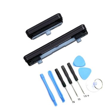 Zyh The Power On Off Volume Button Key Replacement Part for Samsung Galaxy S23 Ultra 5G SM918 with Tool kit Black