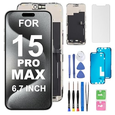 HQESTARX for iPhone 15 PRO MAX Screen Replacement67Inch LCD Display 3D Touch LCD digitizer Assembly forA3105 A3106 A3108with Repair Tools Waterproof Membrane Protective Screen