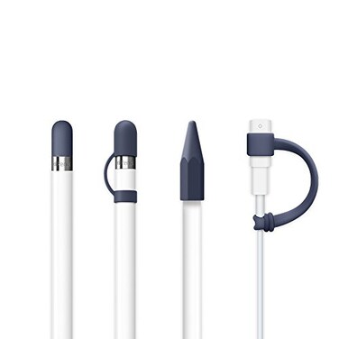 FRTMA 4Piece Compatible with Apple Pencil CapApple Pencil Tip CoverCable Adapter TetherApple Pencil Cap Holder Compatible with iPad Pro Pencil Midnight Blue