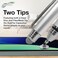 BoxWave Stylus Pen Compatible with Skylight Calendar 15 inch DualTip Capacitive Stylus Fiber Tip Disc Tip Capacitive Stylus Pen Metallic Silver