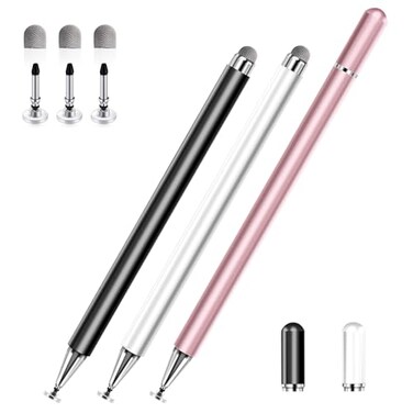AmberVec Stylus Pens for Touch Screens 2 in 1 High Precision Universal Stylus Pen for iPad Compatible with Apple iPhone iPad Android Samsung Tablets Phones 3 PackBlackGoldWhite