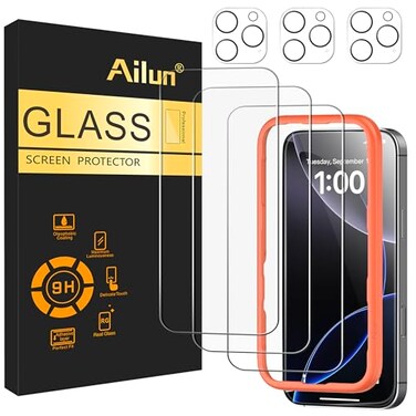 Ailun 3 Pack Screen Protector for iPhone 16 Pro Max 69 inch 3 Pack Camera Lens Protector with Installation FrameCase Friendly Tempered Glass Film9H HardnessNot for iPhone 16e1616 ProPlus