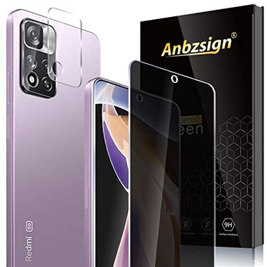 Anbzsign Xiaomi Redmi Note 11 Pro 5G4G Note 11 Pro Plus 5G 4G With 2 Pack Camera Lens Protector and 2 Pack Privacy Screen Protector AntiSpy 9H Hardness Tempered Glass