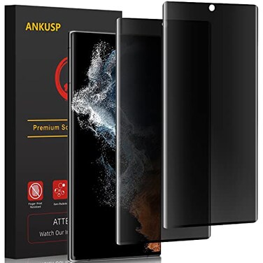 ANKUSP 2 Pack Privacy Screen Protector for Samsung Galaxy S23 Ultra 5G AntiScratch AntiSpy 3D Curve Edge 9H Hardness Case Friendly Tempered Glass Screen Protector for Samsung Galaxy S23 Ultra