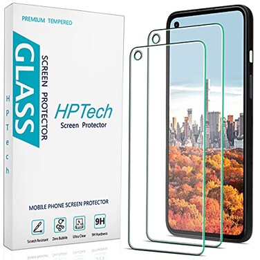 HPTech 2 Pack Designed for Google Pixel 4a Not Fit for 4a 5G Tempered Glass Screen Protector Anti Scratch Easy to Install Bubble Free
