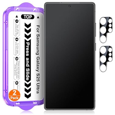 Ksleri 2 Pack for Samsung Galaxy S25 Ultra 69 Inch Matte Glass Screen Protector 2 Pack Camera Lens Protector with Easy Installation Kit AntiGlare No Dazzling Tempered Glass
