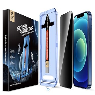 MAGIC JOHN 2 Pack for iPhone 1212 Pro 61 inch Privacy Glass Screen Protector Auto DustElimination Installation Bubble Free Easy Installation