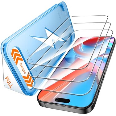 Mkeke for iPhone 15 Pro Max Screen Protector 3 Pack 9H Hardness MilitaryGrade Drop Protection Sensitive Touch Easy Installation HD Clear Full Edge Coverage Tempered Glass