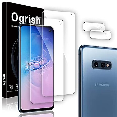 Ogrish 2 Pack Tempered Glass Screen Protector for Samsung Galaxy S10e 4G5G and 2 Pack Camera Lens Protector HD Clarity AntiScratch Case Friendly Antifingerprint
