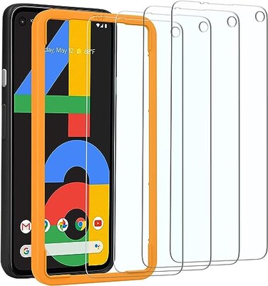 OMOTON 4 Pack Screen Protector for Google Pixel 4a Not Fit for 4a 5G Scratch ResistantEasyInstallBubble FreeTempered Glass Screen Protector Compatible with Google Pixel 4a