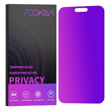 PDDKISS Compatible for iPhone 15 PlusiPhone 16 Plus Privacy Screen Protector Tempered Glass 67 Inch Purple Gradient Anti Spy Anti Blue Light HD Easy Installation